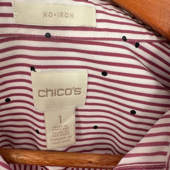 CHICO's No Iron Button Up Collared Stripe Shirt // L - Picture 4 of 9